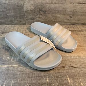 Adidas Adilette Aqua Womens Slides Grey Silver